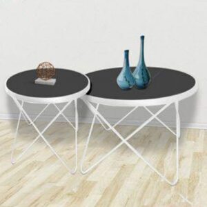 Bàn trà đôi mặt đá màu trắng - PQ 604