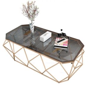 Bàn trà sofa kim loại mặt kính màu đen - PQ 606