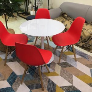 Bộ bàn Tulip 80cm và 4 ghế Eames màu Đỏ - DL3119