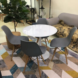 Bộ bàn Tulip 80cm và 4 ghế Eames màu Ghi - DL3118