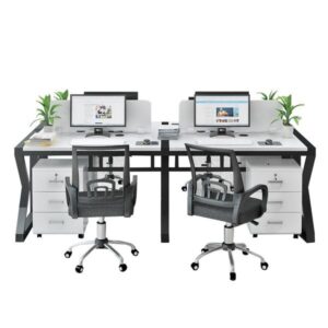 Cụm bàn làm việc 4 người chân sắt - DL6604
