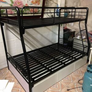Giường tầng lệch tầng ống tròn có ngăn kéo gỗ tiện dụng