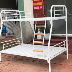 Giường sắt lệch tầng ống tròn rộng 1m2 – GS04