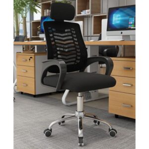 Ghế xoay lưới tựa đầu màu đen giá rẻ - GX-5003